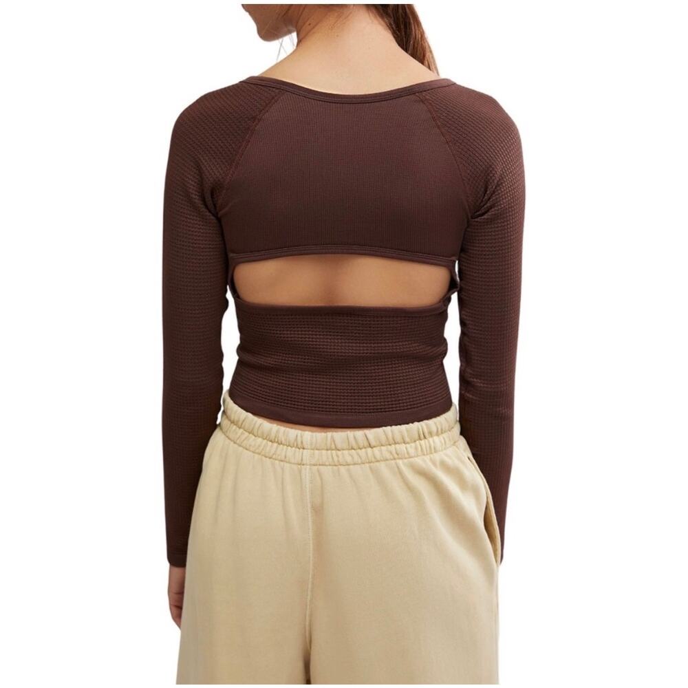 NWT Free People FP Movement Bail Out Long Sleeve Tee Cocoa Brown XS / Small - Picture 2 of 6